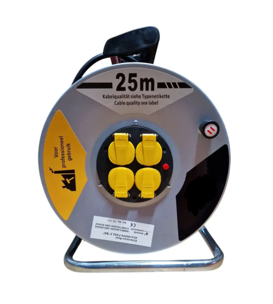 Kabelhaspel 25m 230V 13A (4stopcontacten)