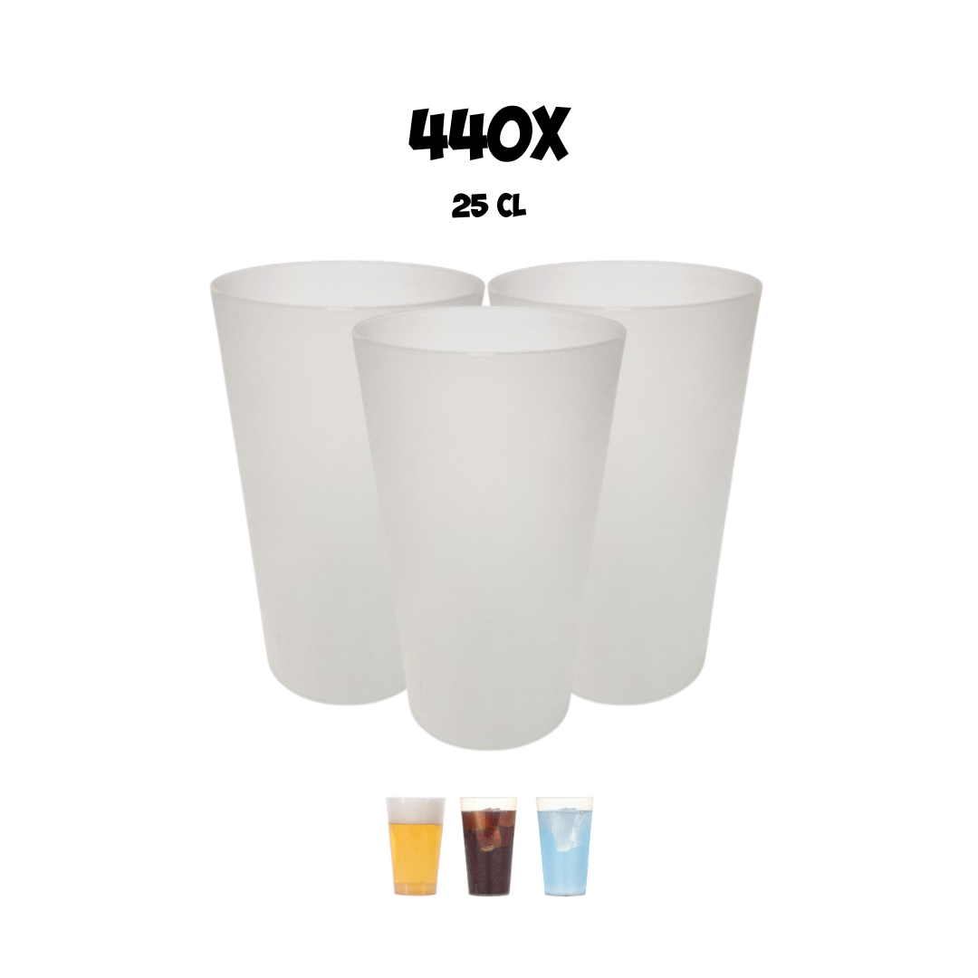 Herbruikbare stapelbare beker 25cl bier & frisdrank (440 stuks)