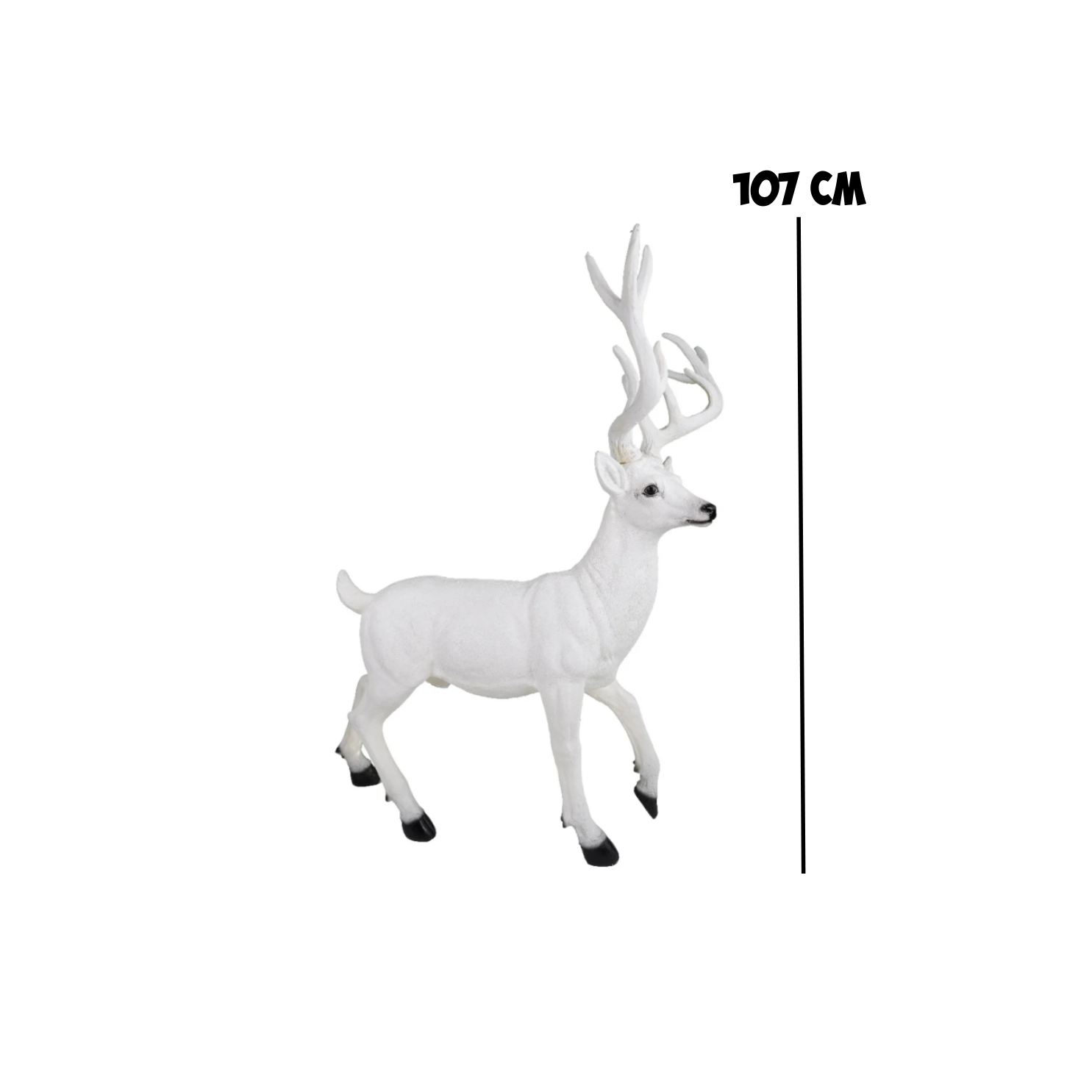Kerstdeco L - wit mannelijk hert 84x63x107