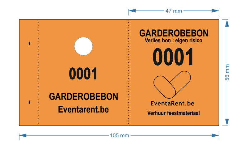 Garderobenummers 50 stuks - Oranje