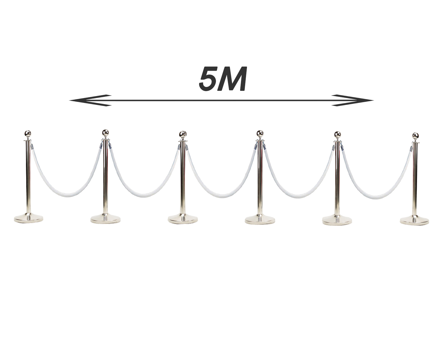 5m Afzetpaal Chrome Wit Enkel