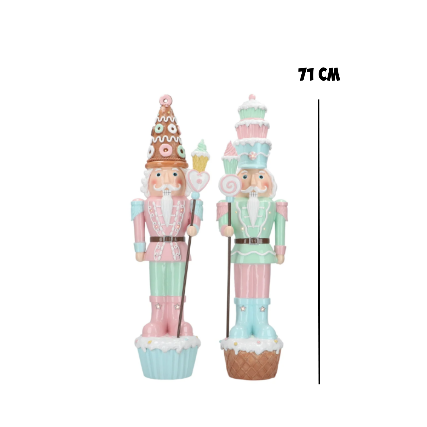 Kerstdeco M - Set 2 notenkrakers Pastel Sweet  - 19x18x71cm