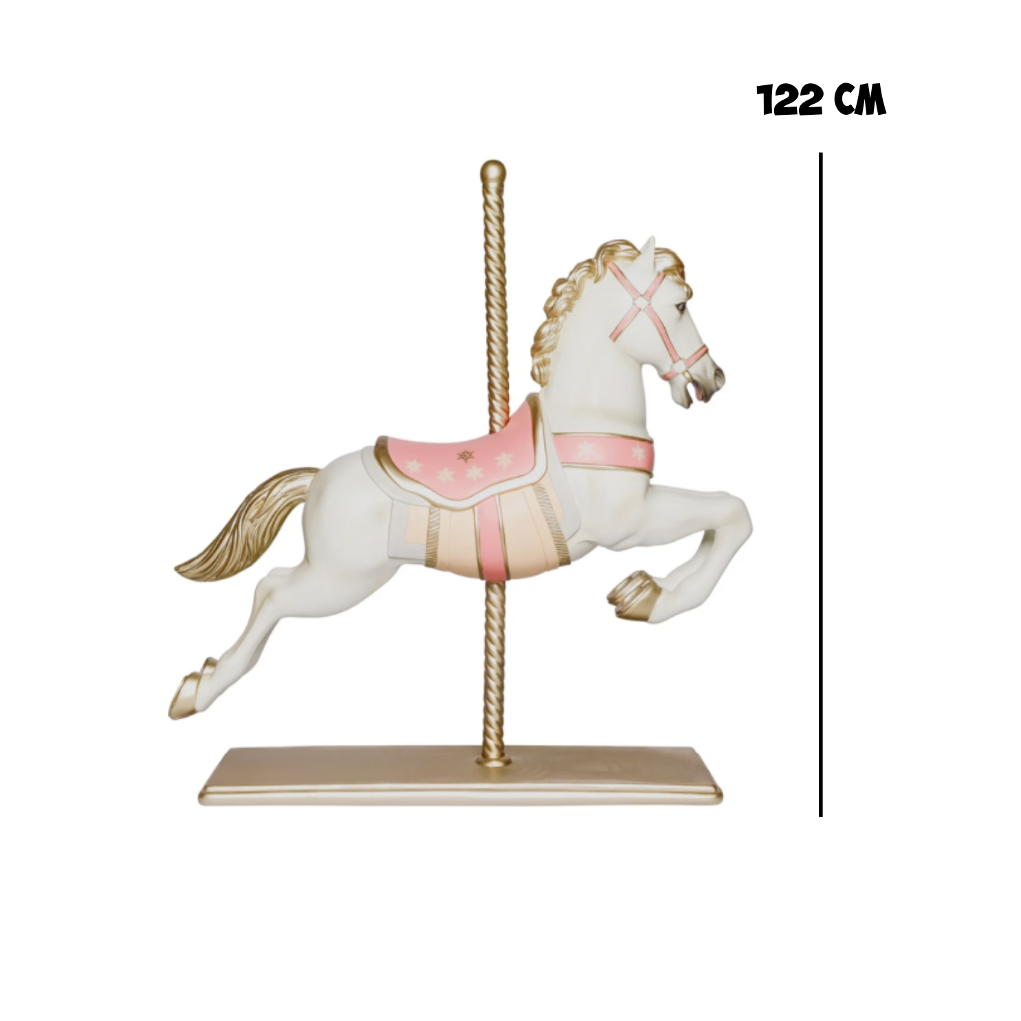Kerstdeco XL - Carroussel Horse Sweet pink - 135x41x145cm