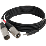 Tussenkabel 2xlr-uitgangen & mini-jack