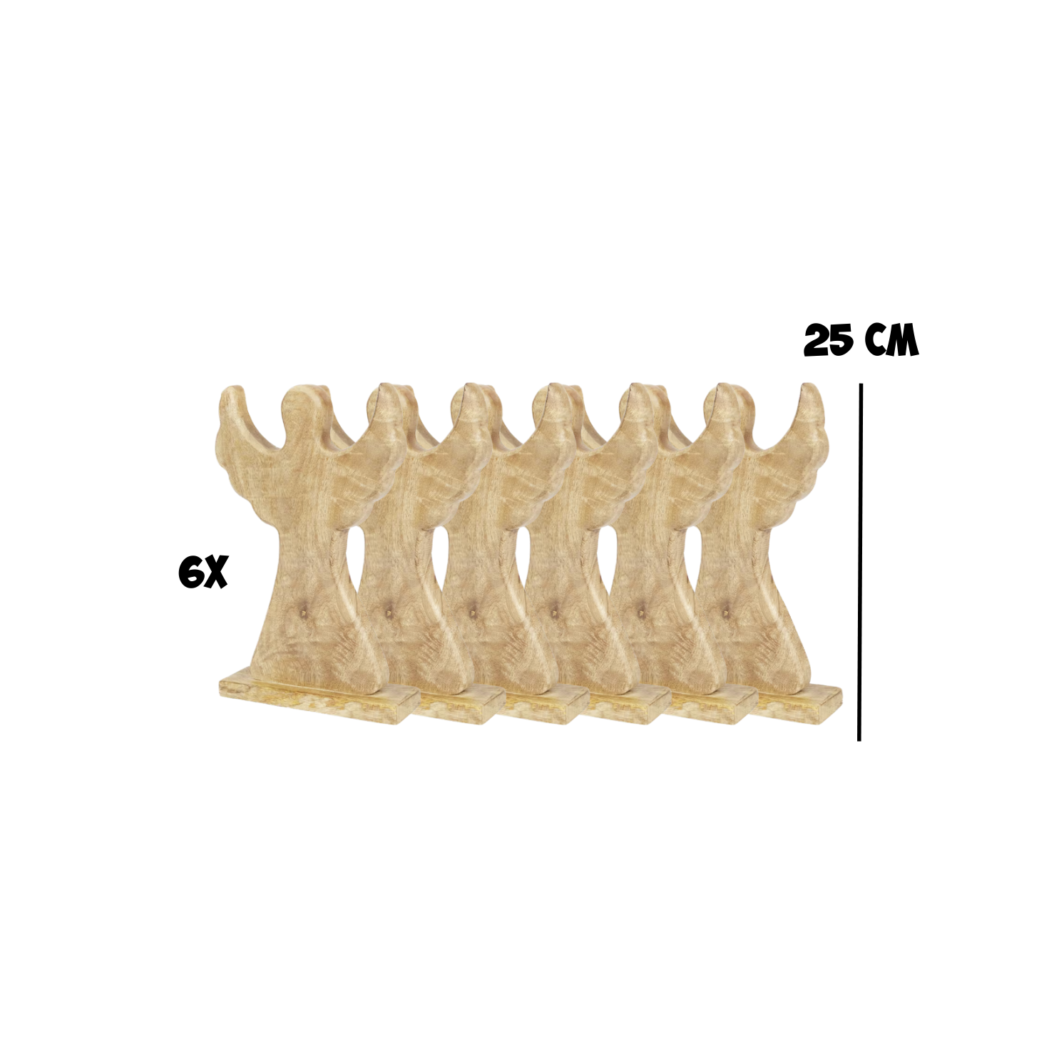 Kerstdeco S - 6x tafeldeco kerstengel hout 10x25cm
