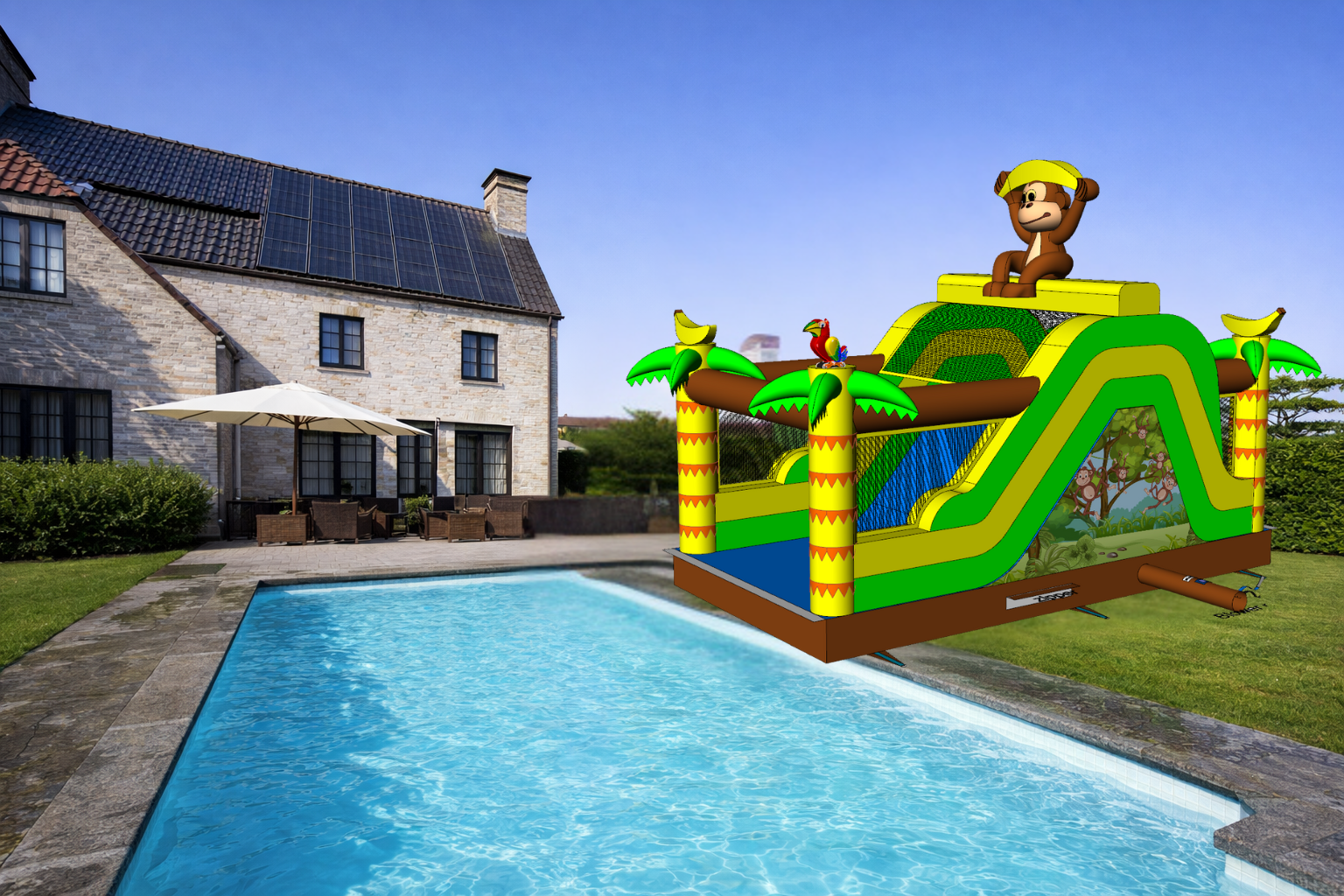 Glijbaan Monkey naast het water