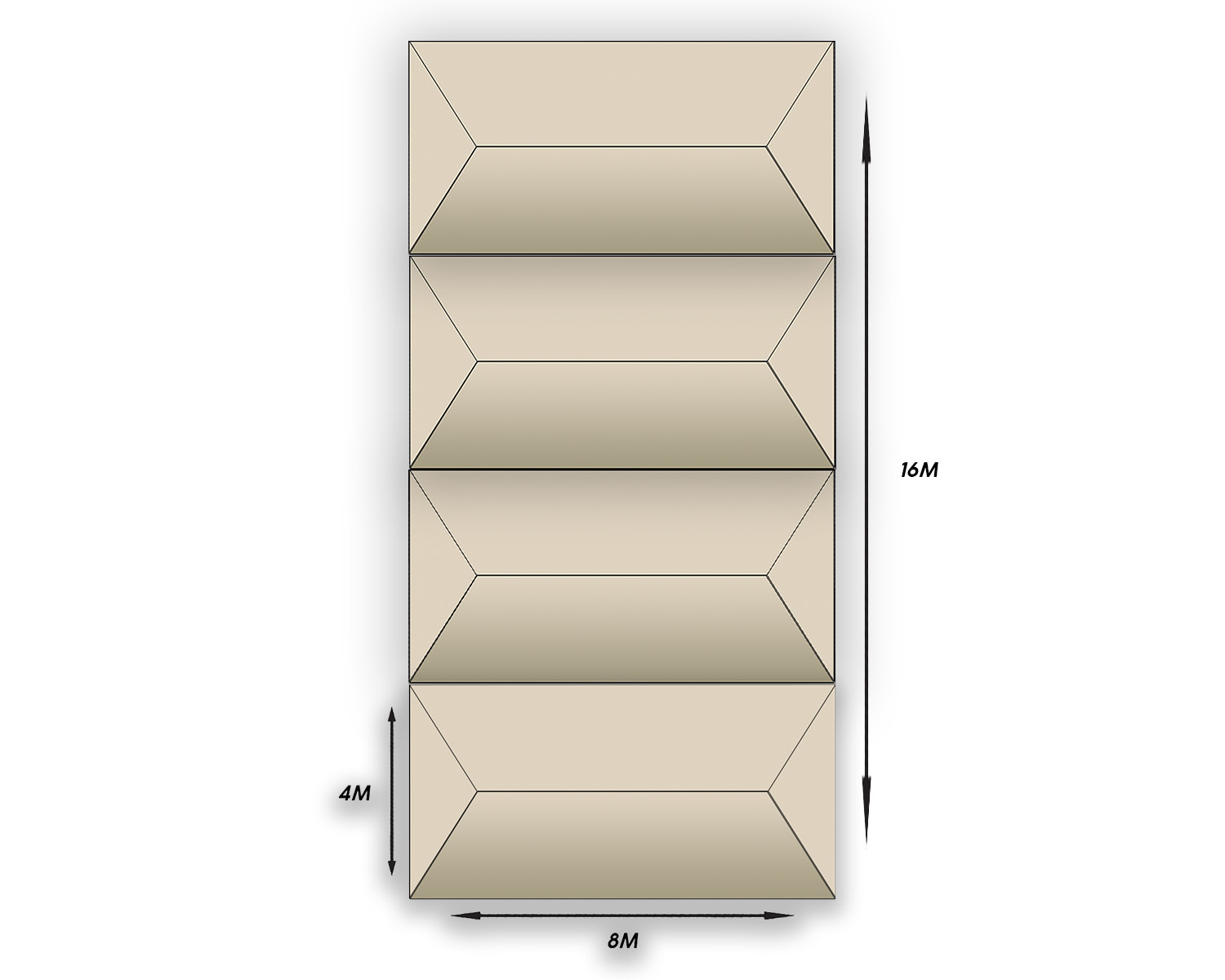 Tentencombi 8x16m Zandkleur zonder zijwanden