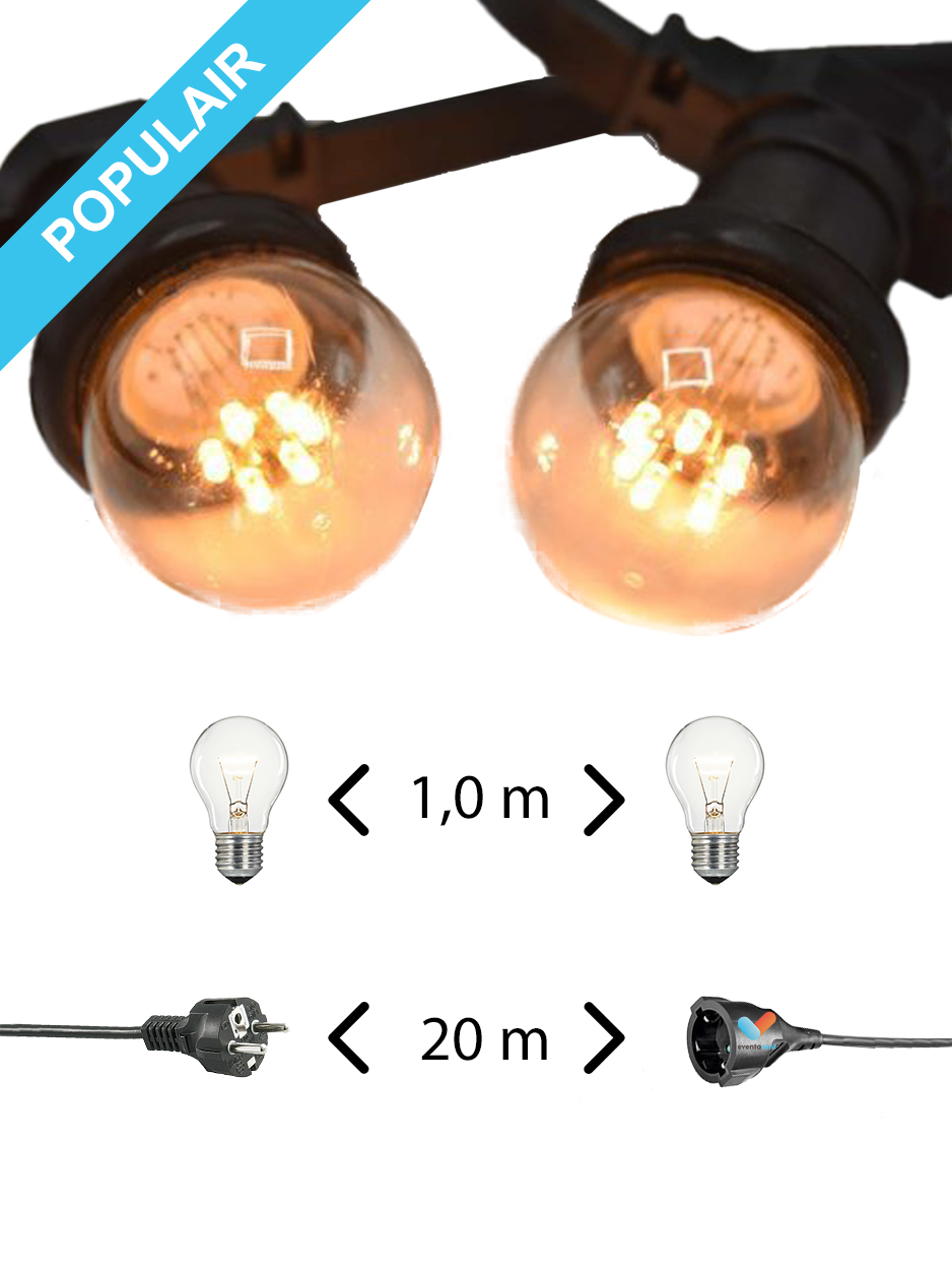 Lichtslinger Hemiksem 20m - 20 warm witte heldere lampen