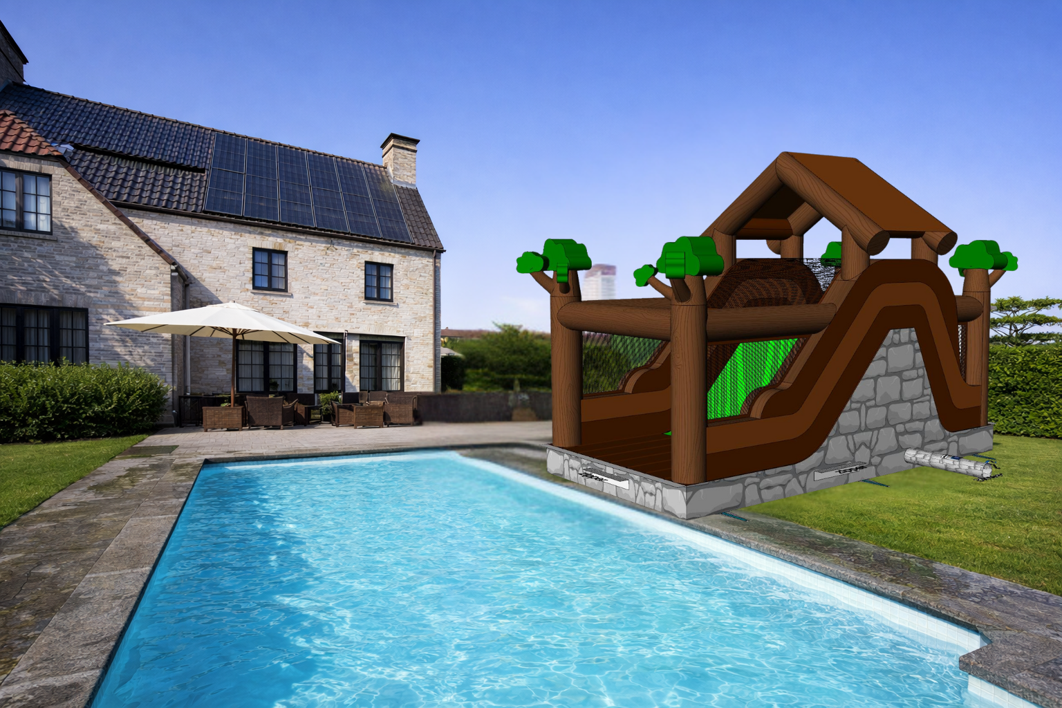 Glijbaan Wood naast het water