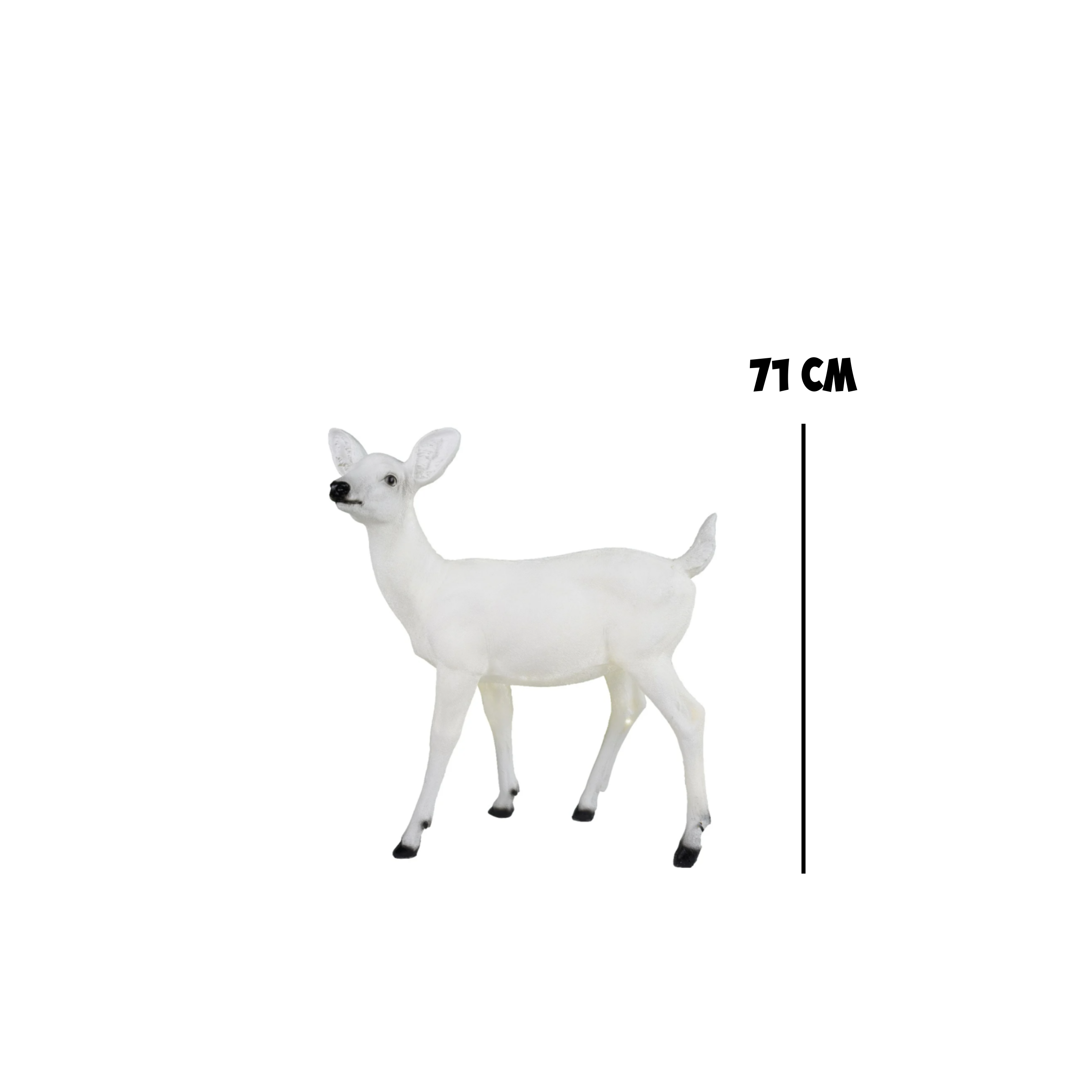 Kerstdeco L - wit vrouwelijk hert 62x29x71