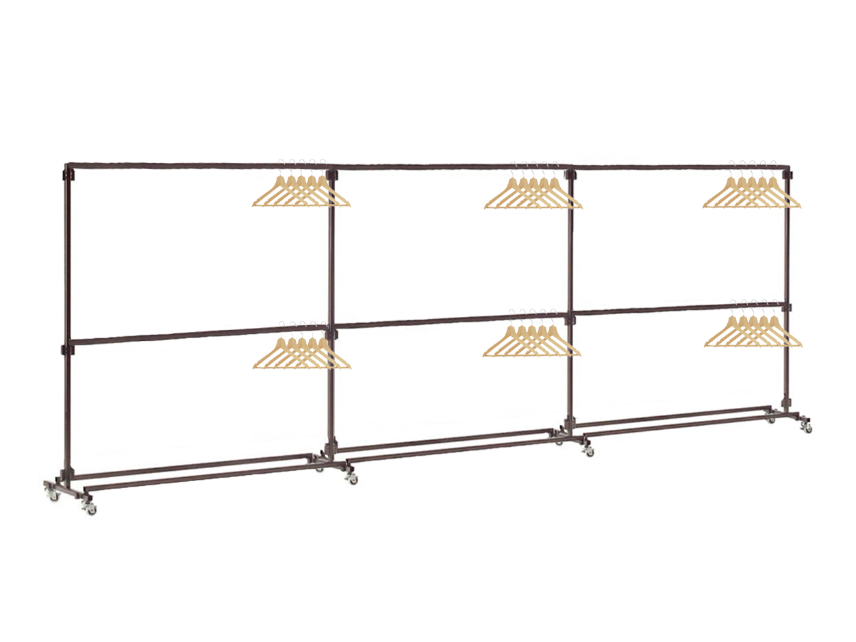Kledingrek dubbel incl. 300 kapstokken - 5.85m